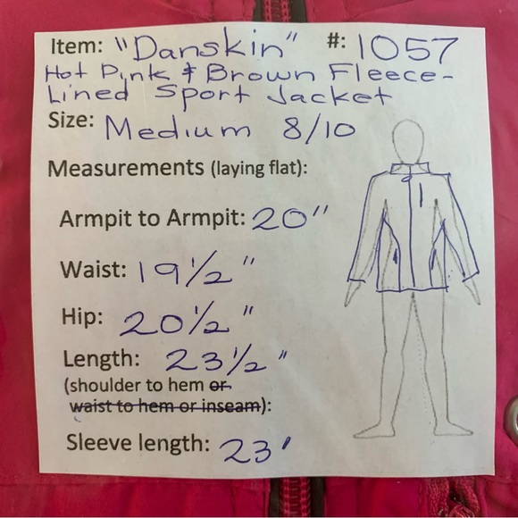 “Danskin” Hot Pink & Brown Fleece-Lined Athletic Jacket size M - Picture 10 of 10